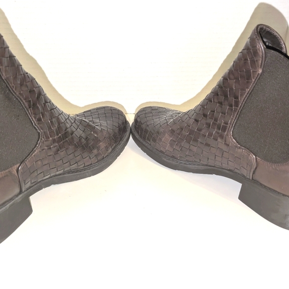 Brighton Leather Weave Brown‎ Leather Ankle Boots Women's Size 7.5 - Picture 5 of 7